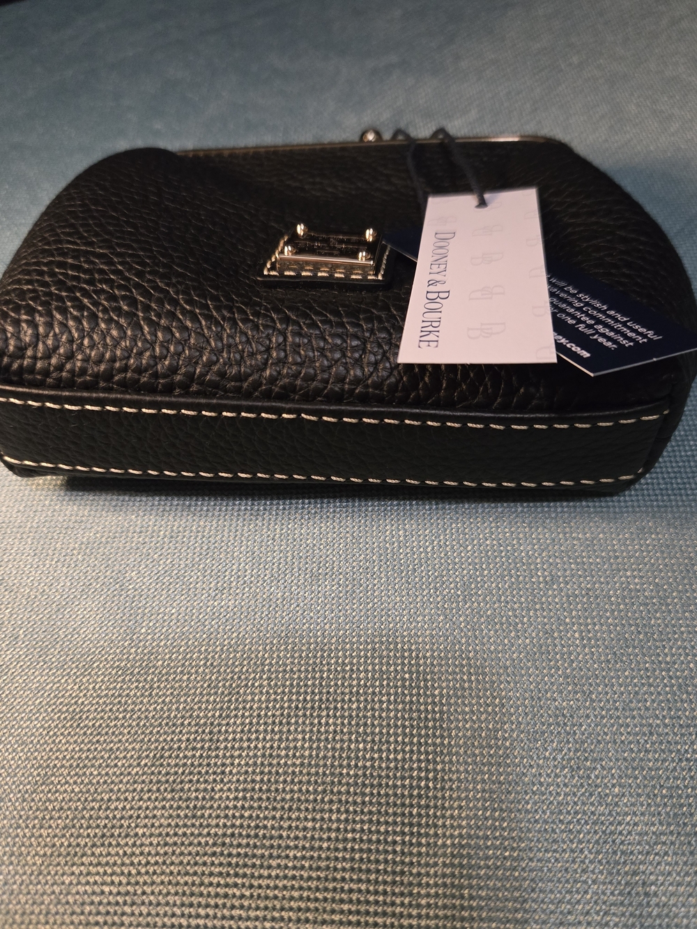 NWT Dooney & Bourke Black Pebbled Leather Kiss-Lock Coin Purse - Picture 3 of 8